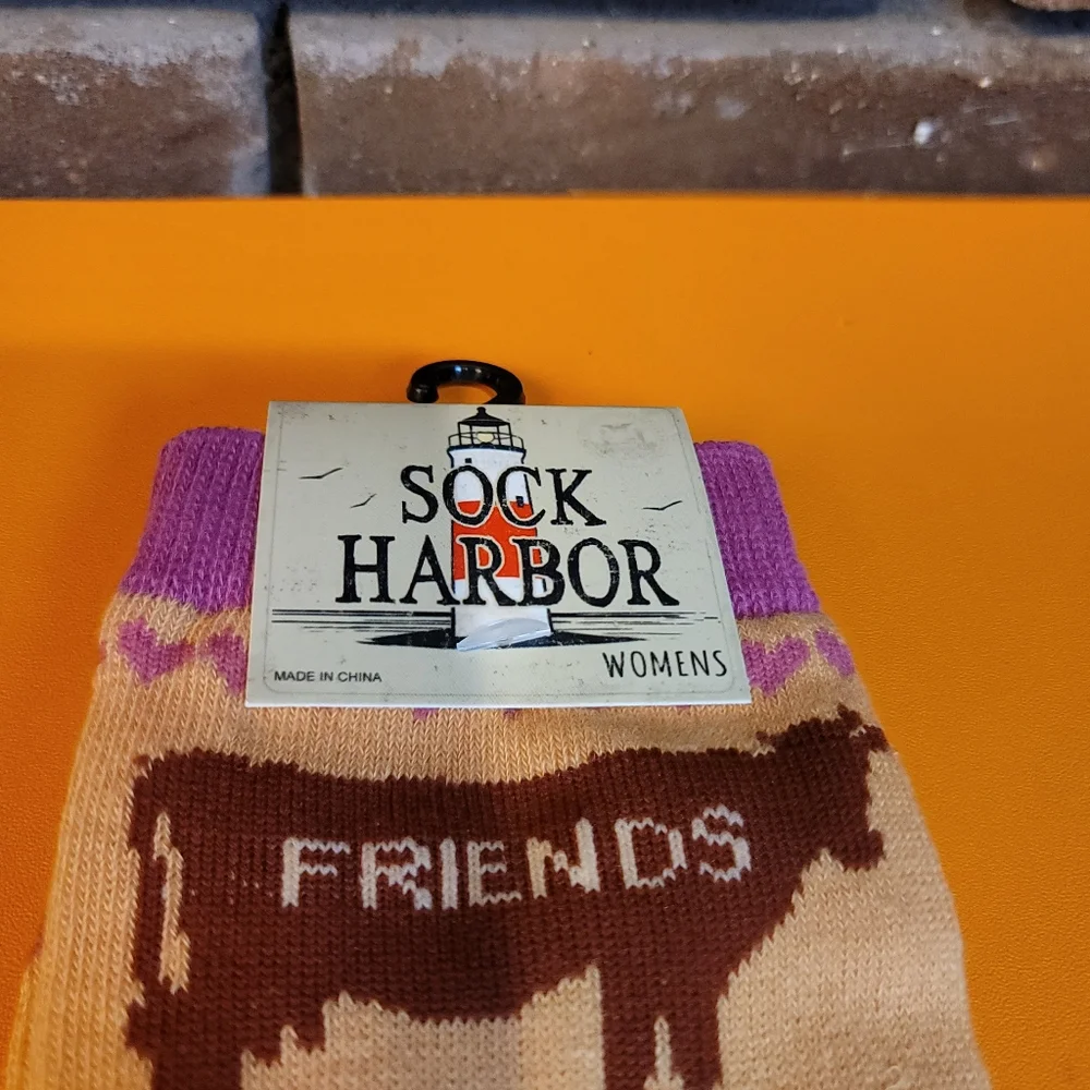 Sock Harbor women's crew socks vegan vegetarian activist Sox cow chicken